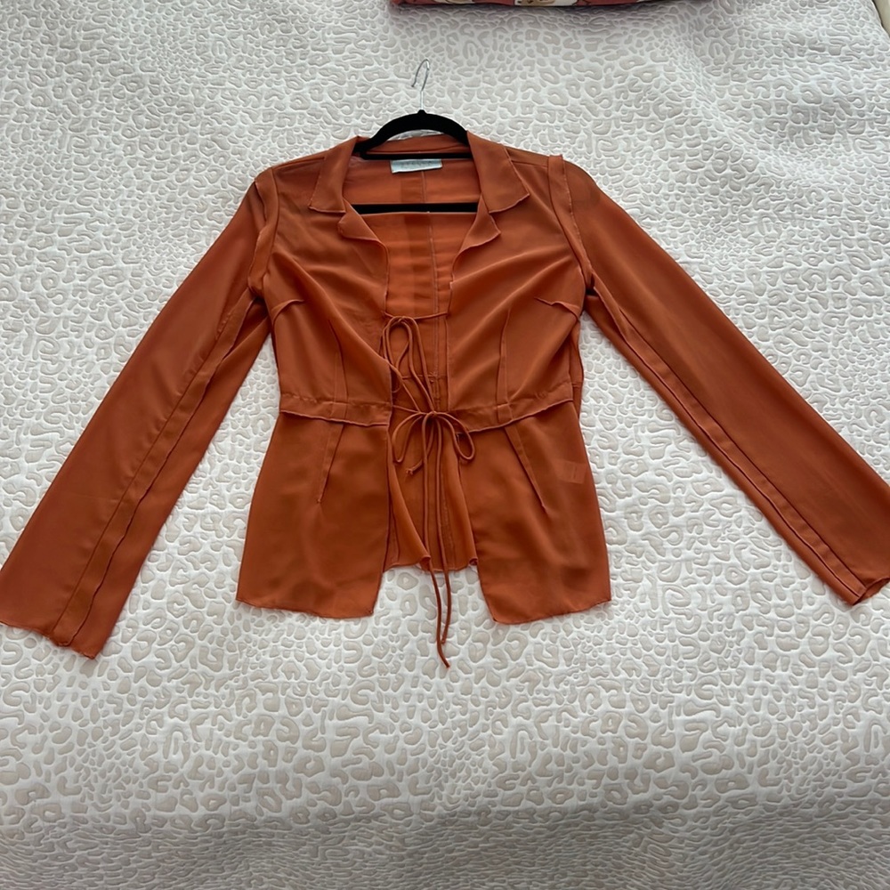 Burnt Orange Blouse with Ties